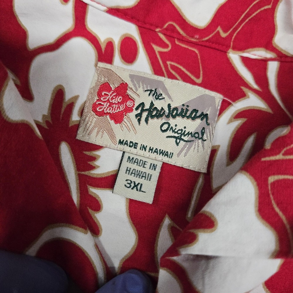 Hilo Hattie Shirt Mens 3XL Red Floral Hawaiian Short Sleeve Made Hawaii USA - Picture 6 of 10